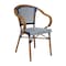 Flash Furniture Bordeaux French Bistro Stacking Chair w/Arms, Navy and White PE Rattan and Bamboo Print Alum Frame SDA-ADS642142-NVYWH-NAT-GG - alternate 5